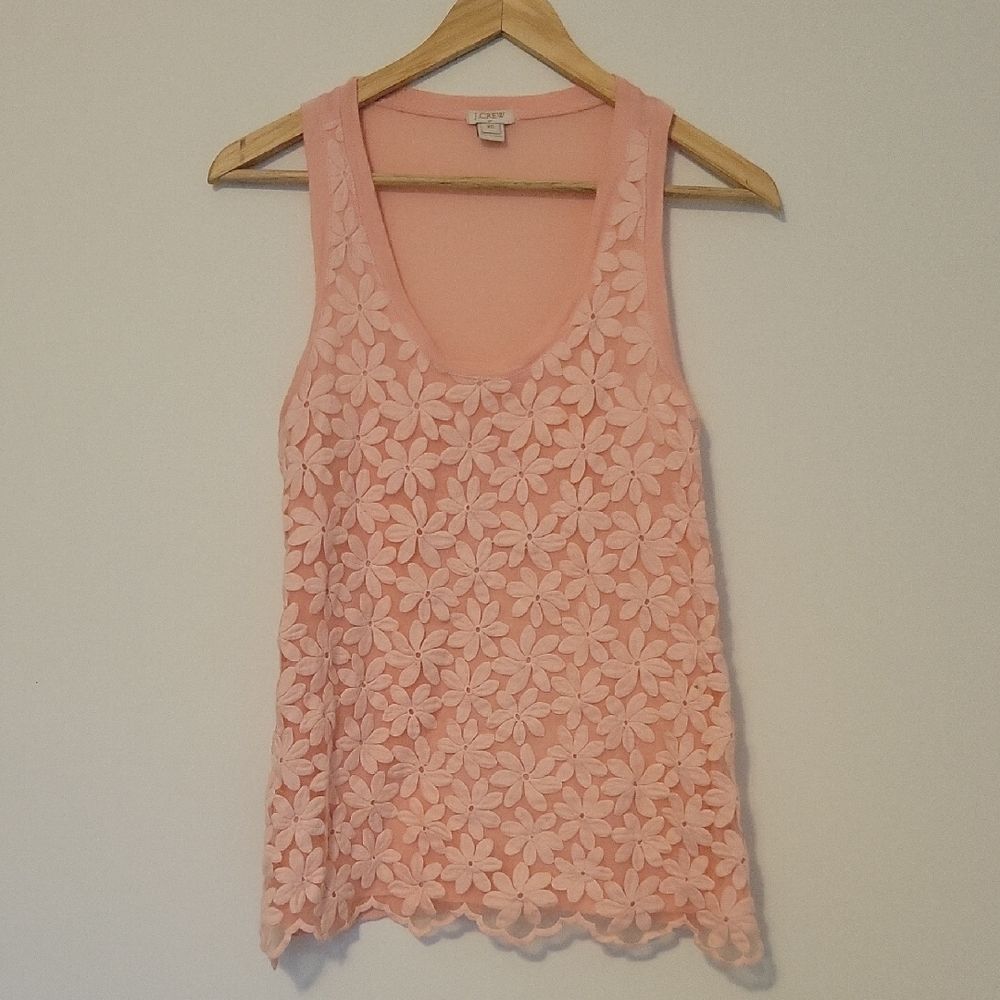 Vintage J.Crew Daisy Blush Floral Lace Romantic Boho Chic Tank Top Y2K Size XS